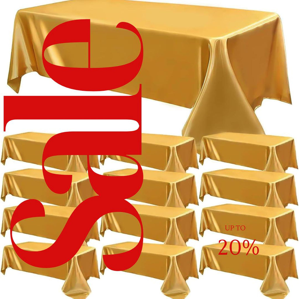 GOLD - 12 PACK - Tablecloth Satin Tablecloth Wedding Rectangle Tablecloth Smooth Fabric Overlay Cover for Wedding Banquet Party Events