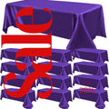 PURPLE - 12 PACK - Tablecloth Satin Tablecloth Wedding Rectangle Tablecloth Smooth Fabric Overlay Cover for Wedding Banquet Party Events
