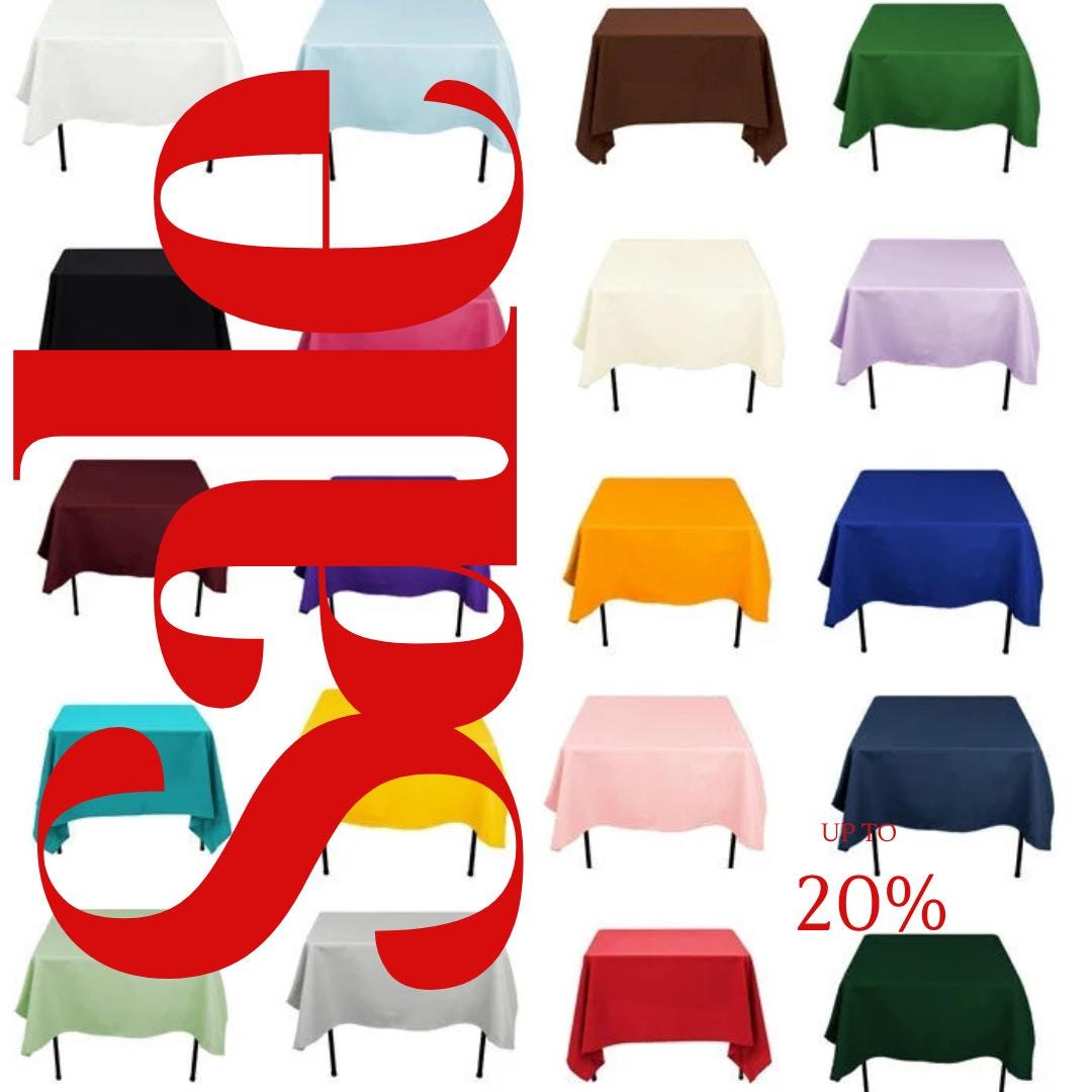 Polyester Poplin Washable Square Tablecloth, Square Table Cover Fabric Table Cloth Square for Dining, Kitchen, Party. 30 Colors Available