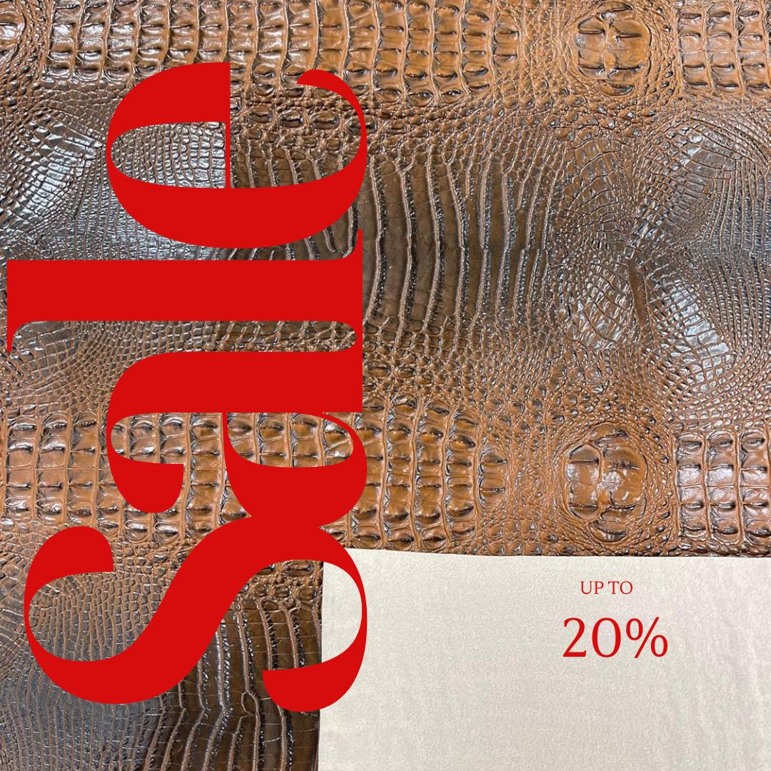 3-D Gator Two Tone Fake Leather Upholstery, Crocodile Skin Texture Faux Leather Vinyl Fabric Sold By Yard.