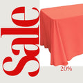 CORAL - Polyester Poplin Washable Rectangular Tablecloth, Table Cover Fabric Cloth for Dinning, Kitchen, Party. Choose Size Below