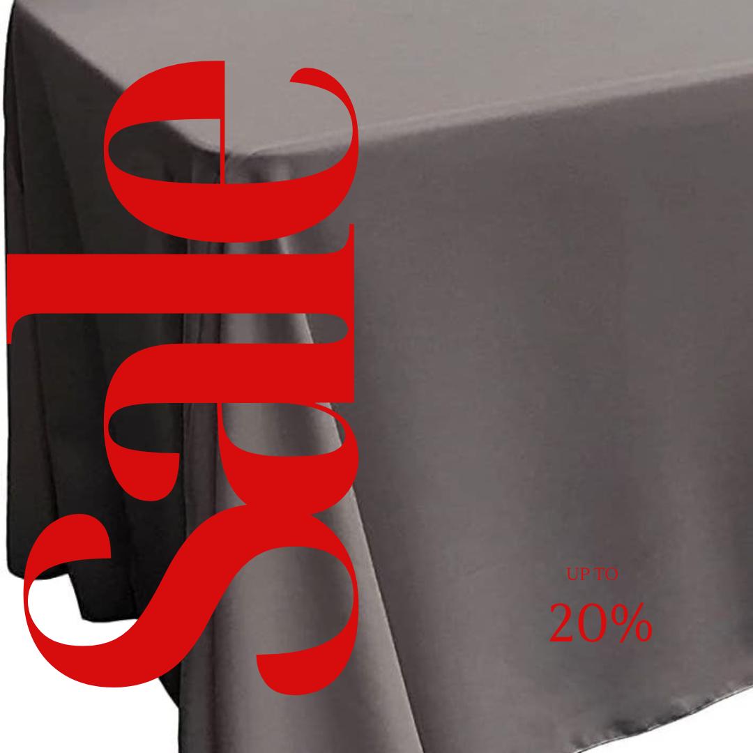 CHARCOAL - Polyester Poplin Washable Rectangular Tablecloth, Table Cover Fabric Cloth for Dinning, Kitchen, Party. Choose Size Below