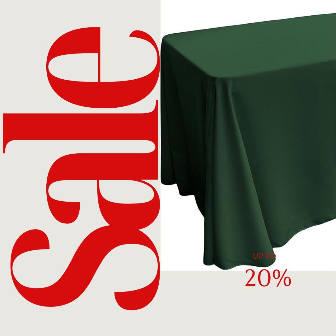 HUNTER - Polyester Poplin Washable Rectangular Tablecloth, Table Cover Fabric Cloth for Dinning, Kitchen, Party. Choose Size Below