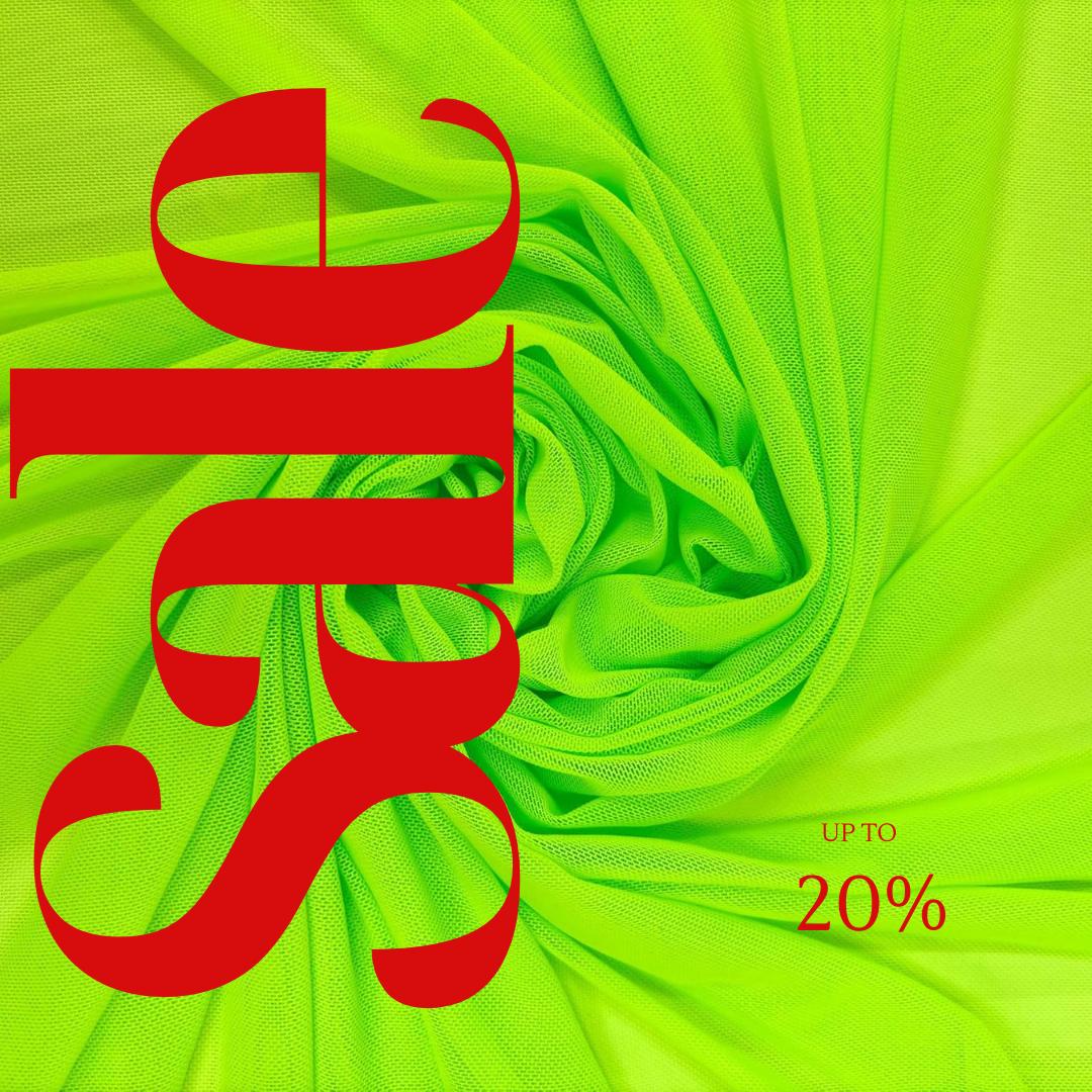 Power Mesh Fabric  - NEON GREEN - Nylon Lycra Spandex 4 Way Stretch Fabric 58"/60" By Yard.