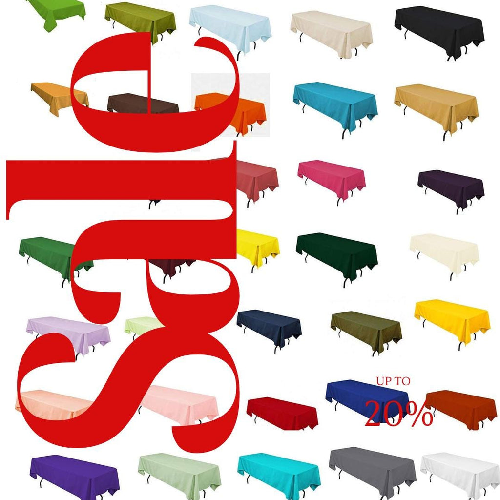 60" X 120" Polyester Poplin Washable Rectangular Tablecloth, Table Cover Fabric Table Cloth for Dinning, Kitchen,Party. Choose Color Below