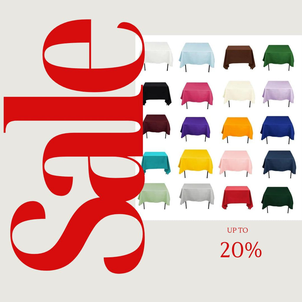 Polyester Poplin Washable Square Tablecloth, Square Table Cover Fabric Table Cloth Square for Dining, Kitchen, Party. 30 Colors Available