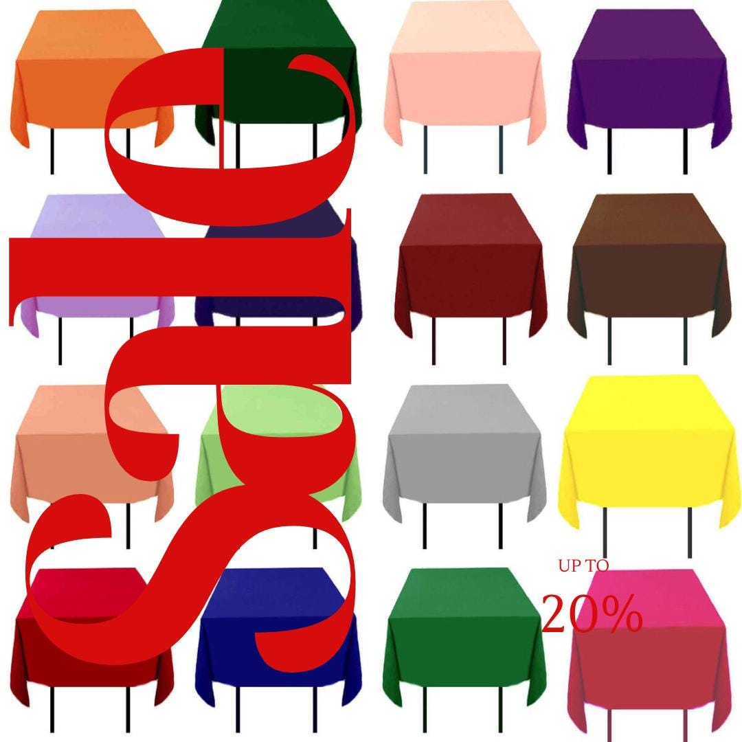 Polyester Poplin Washable Square Tablecloth, Square Table Cover Fabric Table Cloth Square for Dining, Kitchen, Party. 30 Colors Available