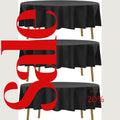 BLACK - 90" Polyester Poplin Washable Round Tablecloth, For Table Cover, Fabric Table Cloth Dinning, Kitchen, Party