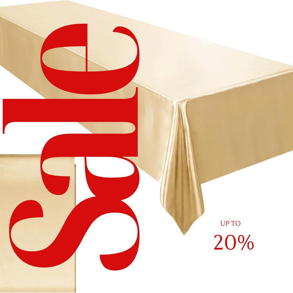CHAMPAGNE - SATIN - Rectangular Table Cover Bright Tablecloth Smooth Fabric Table Decoration for Wedding Banquet Party Events,