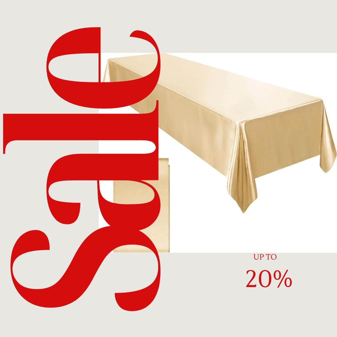 CHAMPAGNE - SATIN - Rectangular Table Cover Bright Tablecloth Smooth Fabric Table Decoration for Wedding Banquet Party Events,