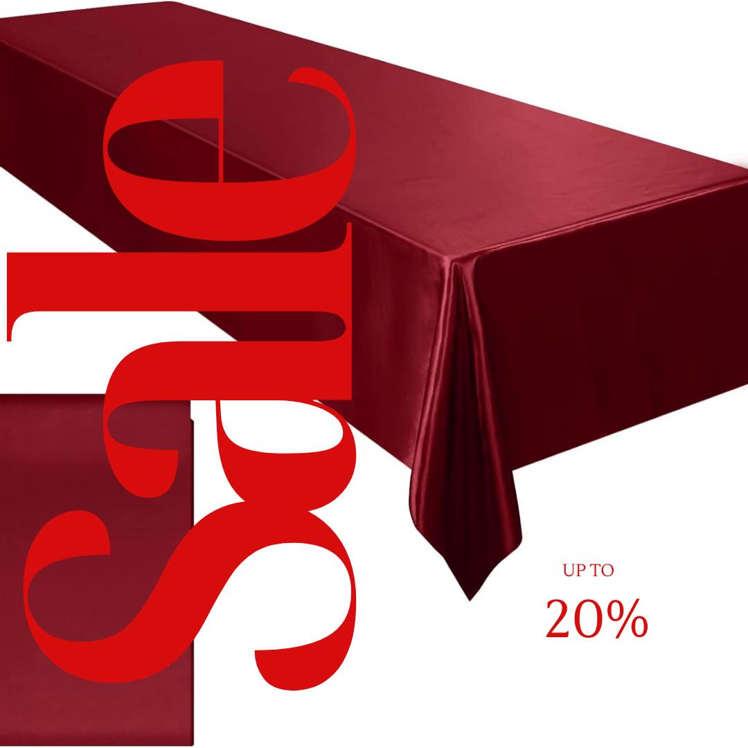 BURGUNDY - SATIN - Rectangular Table Cover Bright Tablecloth Smooth Fabric Table Decoration for Wedding Banquet Party Events,