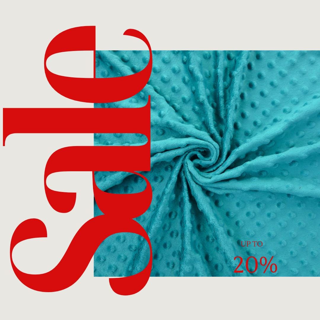 TURQUOISE - Polka Dot Snuggle Minky Soft Fabric Decorative Crafts Dress Fabric Sold By Yard.  60” Wide | Ultra Soft Fabric.