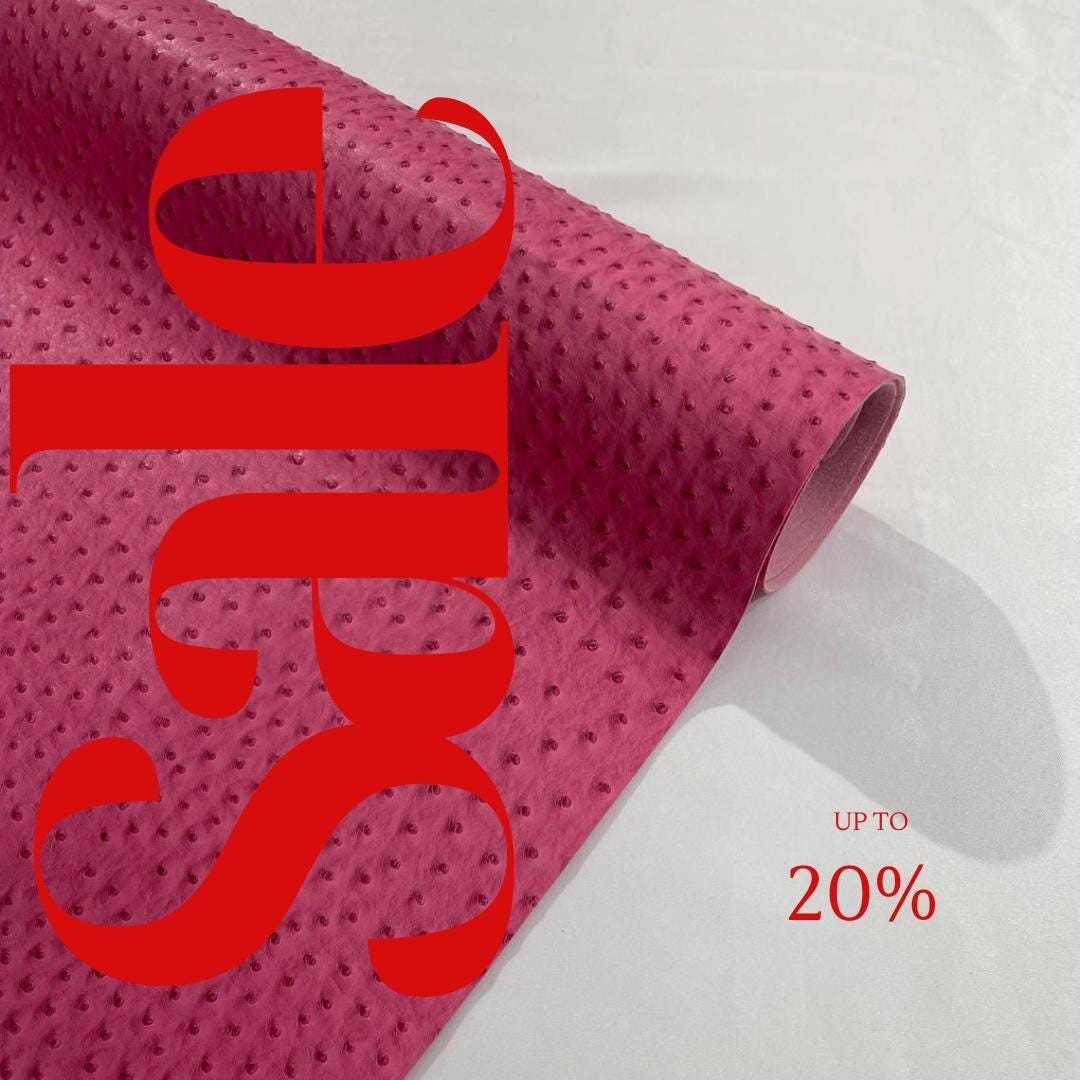 Ostrich Fake Leather Upholstery-  CANDY PINK - 3-D Ostrich Skin Texture Faux Leather - Vinyl Fabric Sold By Yard.
