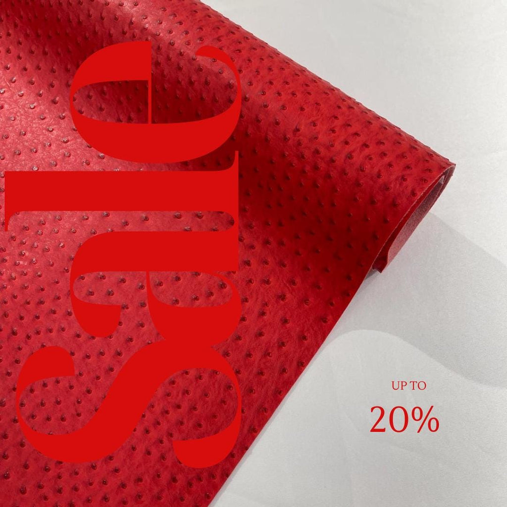 Ostrich Fake Leather Upholstery -  RED - 3-D Ostrich Skin Texture Faux Leather - Vinyl Fabric Sold By Yard.
