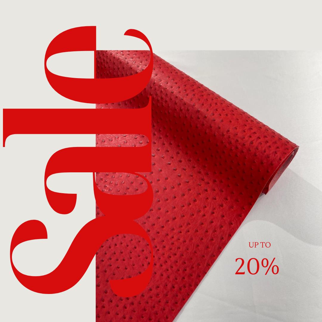 Ostrich Fake Leather Upholstery -  RED - 3-D Ostrich Skin Texture Faux Leather - Vinyl Fabric Sold By Yard.