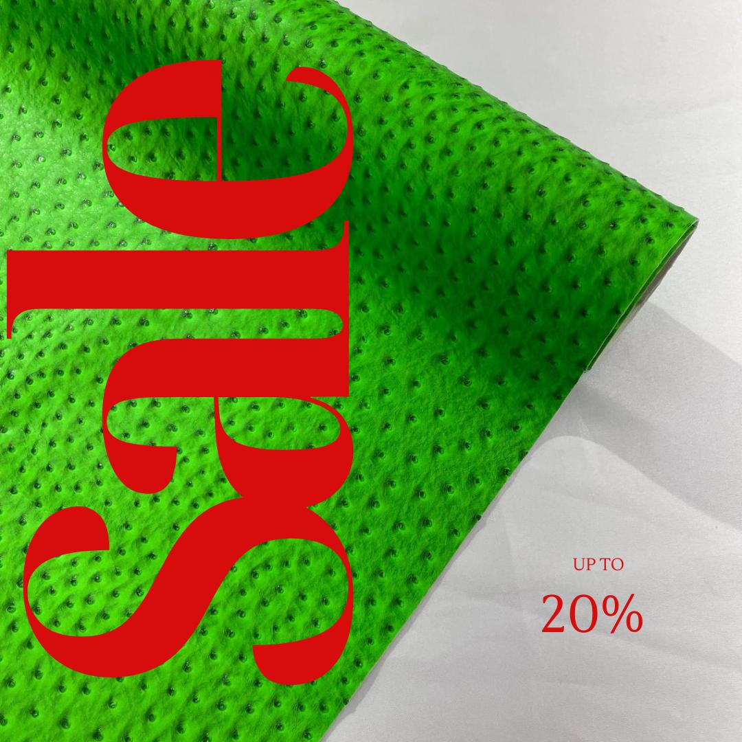 Ostrich Fake Leather Upholstery -  NEON GREEN - 3-D Ostrich Skin Texture Faux Leather - Vinyl Fabric Sold By Yard.