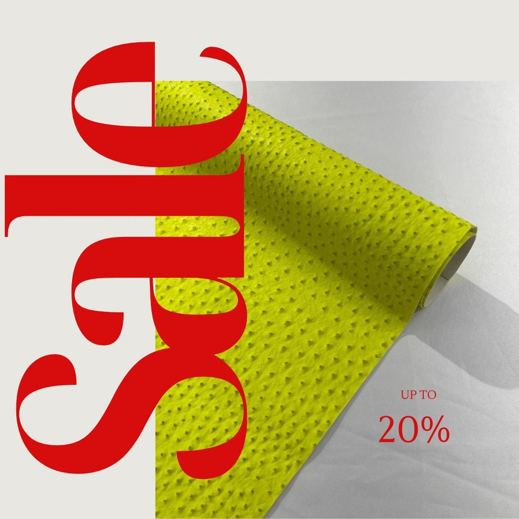 Ostrich Fake Leather Upholstery - NEON YELLOW - 3-D Ostrich Skin Texture Faux Leather - Vinyl Fabric Sold By Yard.