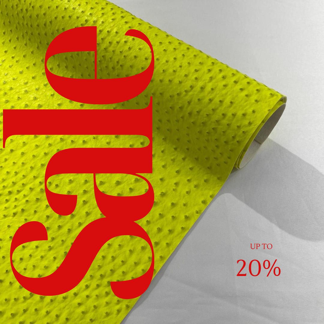 Ostrich Fake Leather Upholstery - NEON YELLOW - 3-D Ostrich Skin Texture Faux Leather - Vinyl Fabric Sold By Yard.