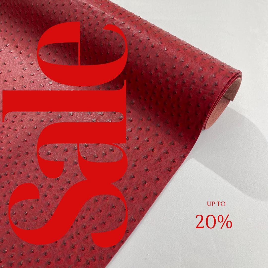 Ostrich Fake Leather Upholstery -  DK RED - 3-D Ostrich Skin Texture Faux Leather - Vinyl Fabric Sold By Yard.