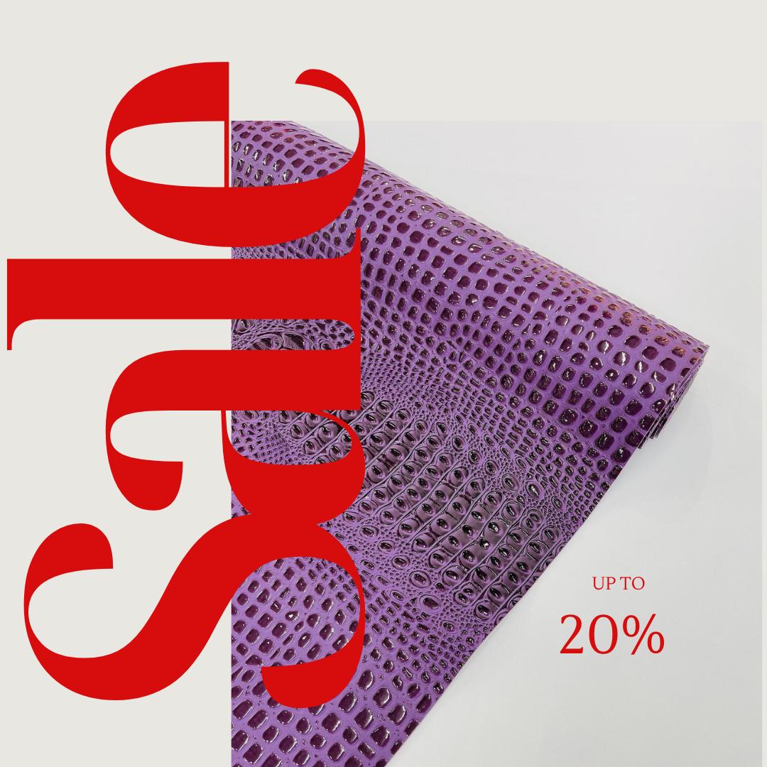 Glossy Two Tone Gator Fake Leather Upholstery - PURPLE - 3-D Crocodile Skin Texture Faux Leather  Vinyl/54" By Yard