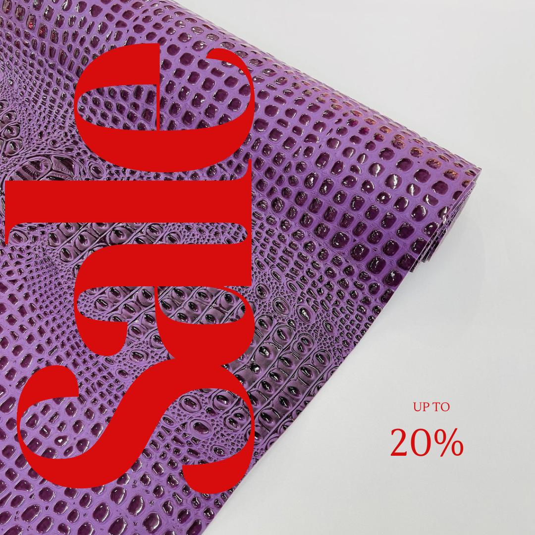 Glossy Two Tone Gator Fake Leather Upholstery - PURPLE - 3-D Crocodile Skin Texture Faux Leather  Vinyl/54" By Yard