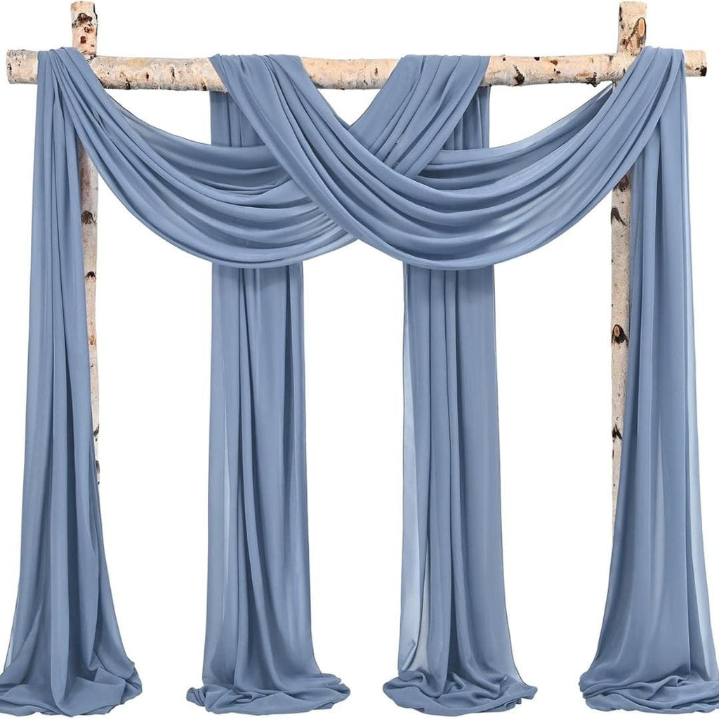 DUSTY BLUE - Wedding Arch Draping Fabric 4 Panels 28" x 21 Ft Wedding Arch Drapes for Ceremony Chiffon Fabric Drapes Arbor Drapery Wedding