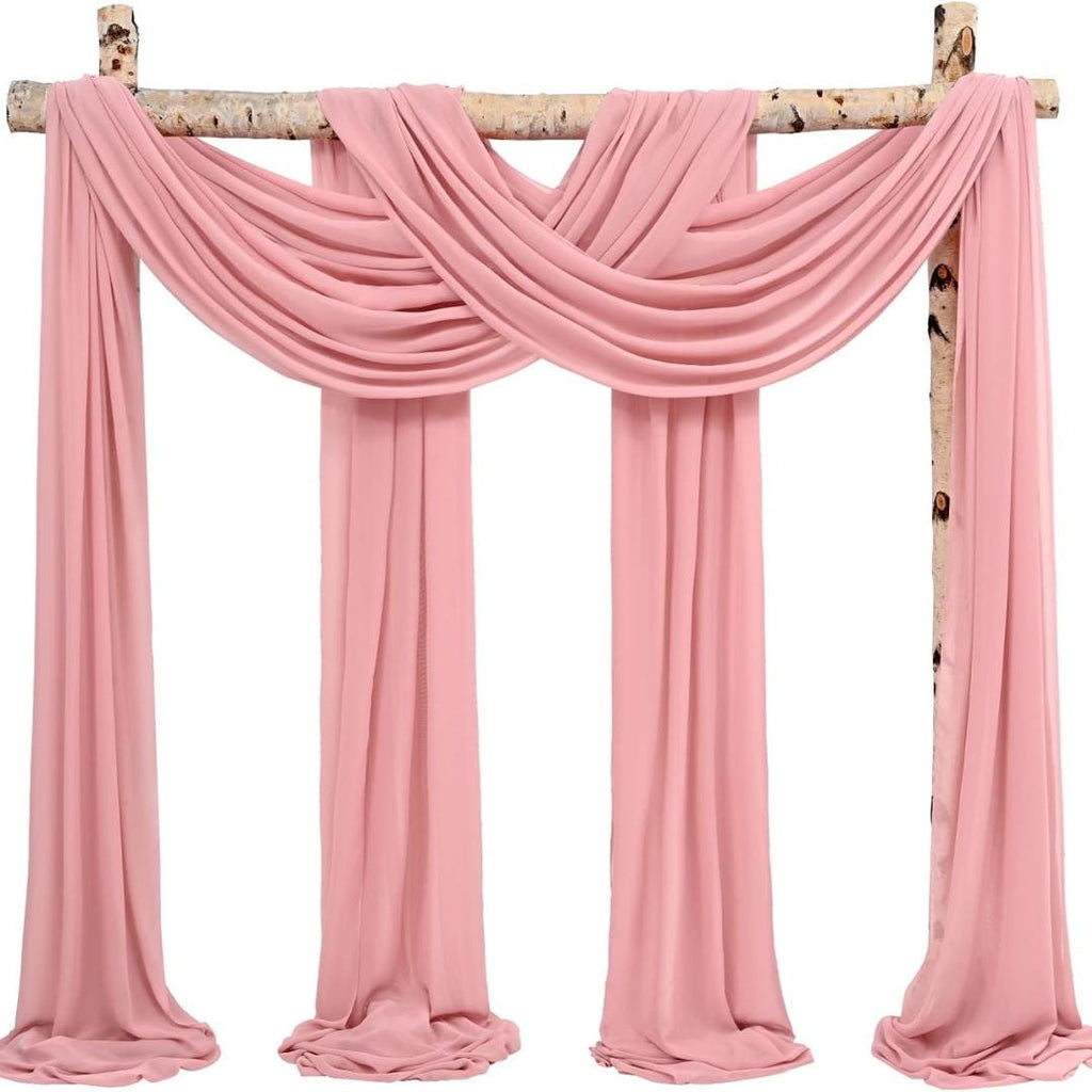 DUSTY ROSE - Wedding Arch Draping Fabric 4 Panels 28" x 21 Ft Wedding Arch Drapes for Ceremony Chiffon Fabric Drapes Arbor Drapery Wedding