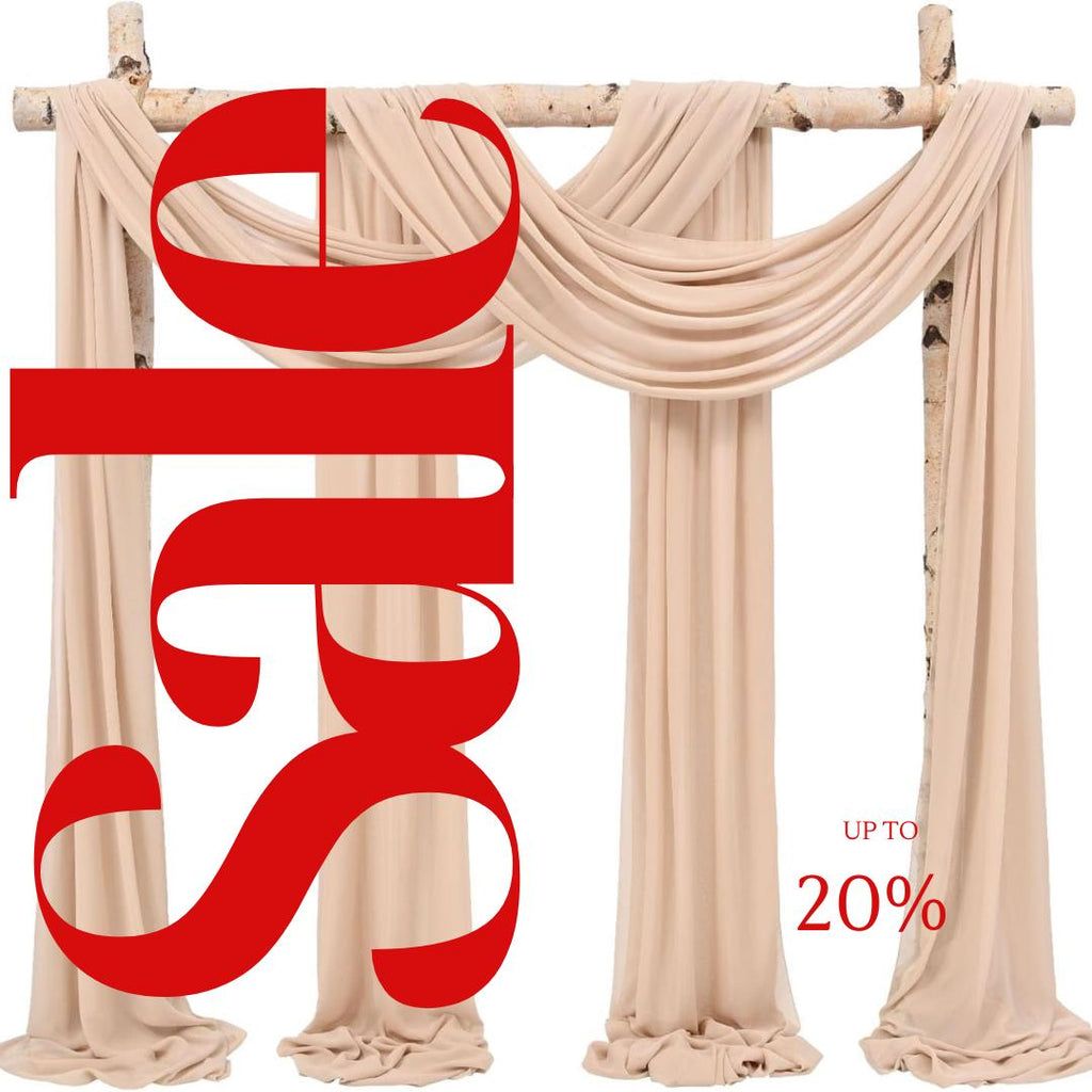 NUDE - Wedding Arch Draping Fabric 4 Panels 28" x 21 Ft Wedding Arch Drapes for Ceremony Chiffon Fabric Drapes Arbor Drapery Wedding