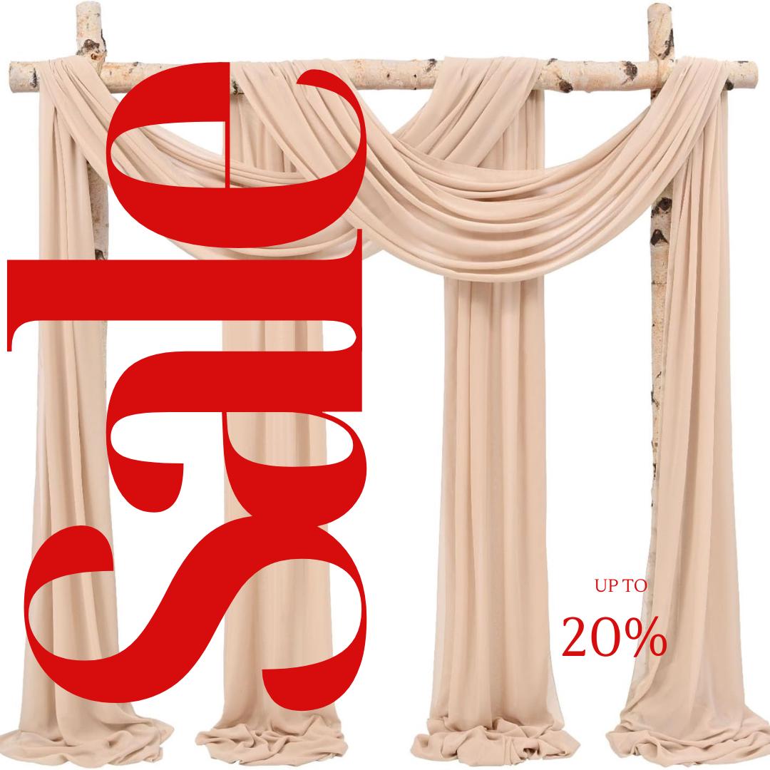 NUDE - Wedding Arch Draping Fabric 4 Panels 28" x 21 Ft Wedding Arch Drapes for Ceremony Chiffon Fabric Drapes Arbor Drapery Wedding