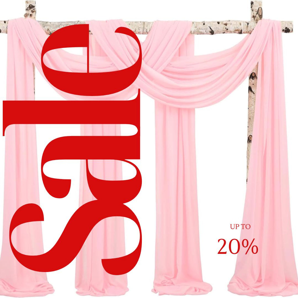 PINK - Wedding Arch Draping Fabric 4 Panels 28" x 21 Ft Wedding Arch Drapes for Ceremony Chiffon Fabric Drapes Arbor Drapery Wedding