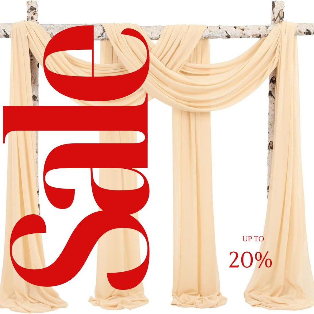 CHAMPAGNE - Wedding Arch Draping Fabric 4 Panels 28" x 21 Ft Wedding Arch Drapes for Ceremony Chiffon Fabric Drapes Arbor Drapery Wedding