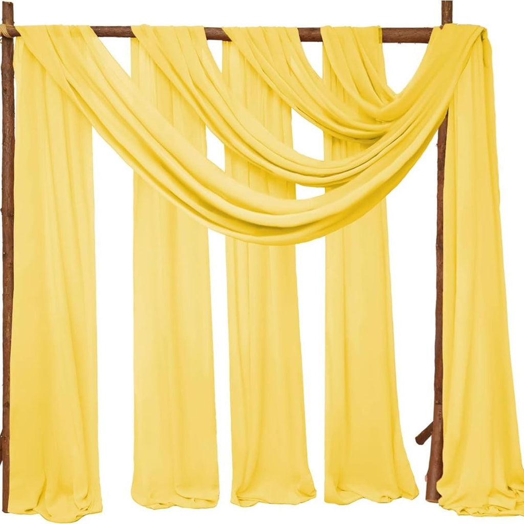 YELLOW - Wedding Arch Draping Fabric 4 Panels 28" x 21 Ft Wedding Arch Drapes for Ceremony Chiffon Fabric Drapes Arbor Drapery Wedding