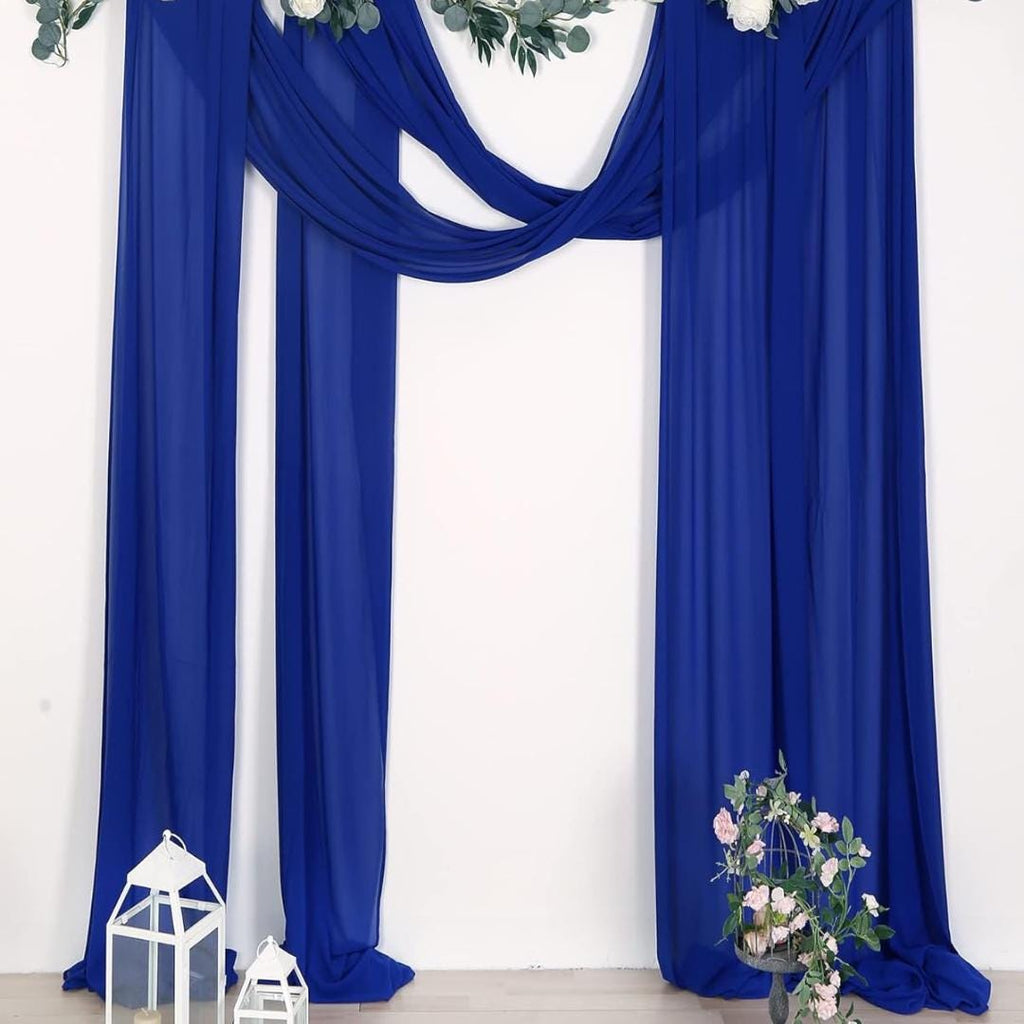 ROYAL BLUE - Wedding Arch Draping Fabric 4 Panels 28" x 21 Ft Wedding Arch Drapes for Ceremony Chiffon Fabric Drapes Arbor Drapery Wedding