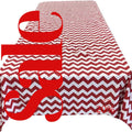 Chevron/Zig Zag  - Print Poly Cotton Tablecloth Table Cover Fabric Table Cloth for Dinning, Kitchen, Party. White & Red