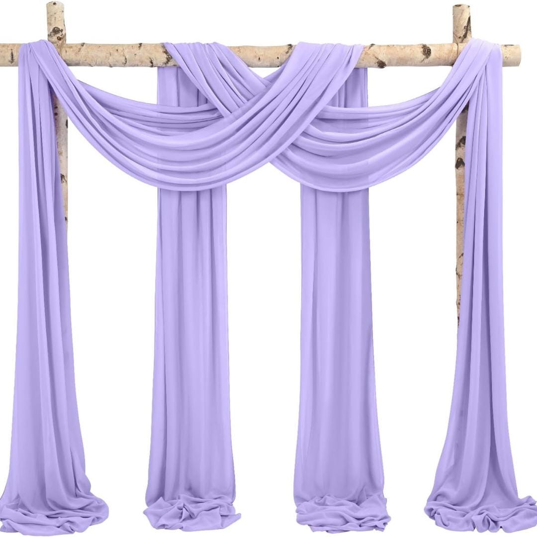 LAVENDER - Wedding Arch Draping Fabric 4 Panels 28" x 21Ft Wedding Arch Drapes for Ceremony Chiffon Fabric Drapes Arbor Drapery Wedding Arch