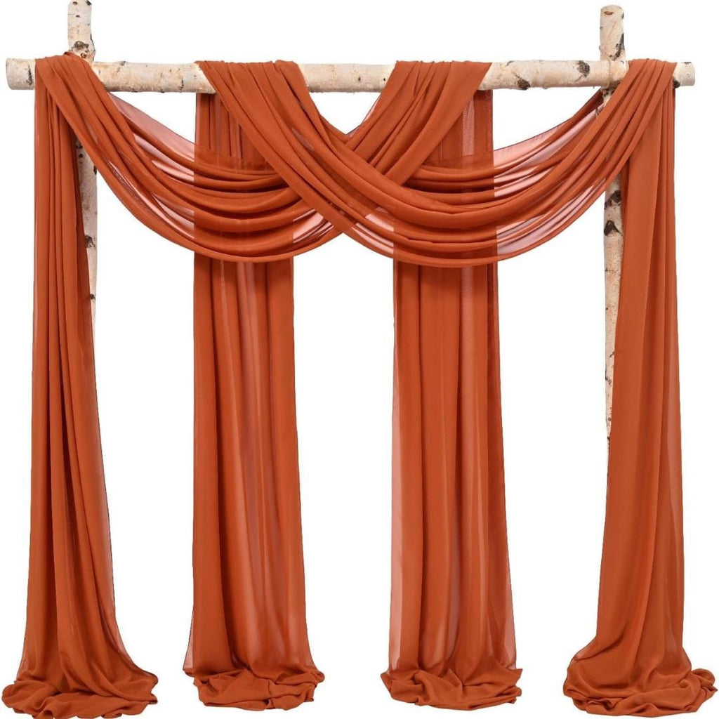 RUST - Wedding Arch Draping Fabric 4 Panels 28" x 21 Ft Wedding Arch Drapes for Ceremony Chiffon Fabric Drapes Arbor Drapery Wedding