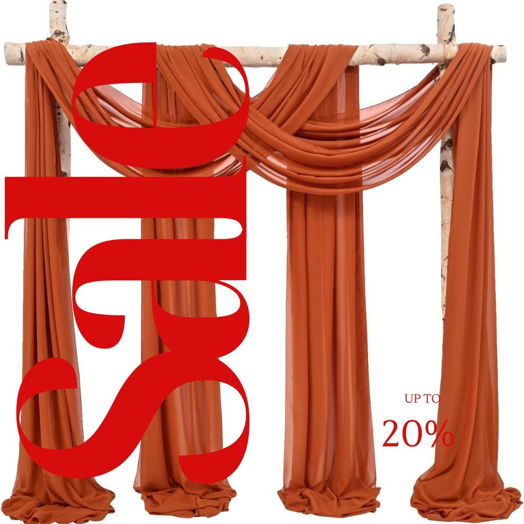 RUST - Wedding Arch Draping Fabric 4 Panels 28" x 21 Ft Wedding Arch Drapes for Ceremony Chiffon Fabric Drapes Arbor Drapery Wedding