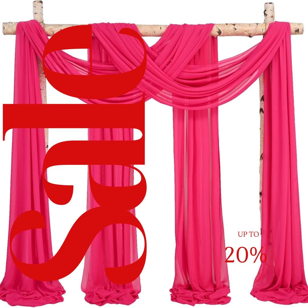 FUCHSIA - Wedding Arch Draping Fabric 4 Panels 28" x 21 Ft Wedding Arch Drapes for Ceremony Chiffon Fabric Drapes Arbor Drapery Wedding