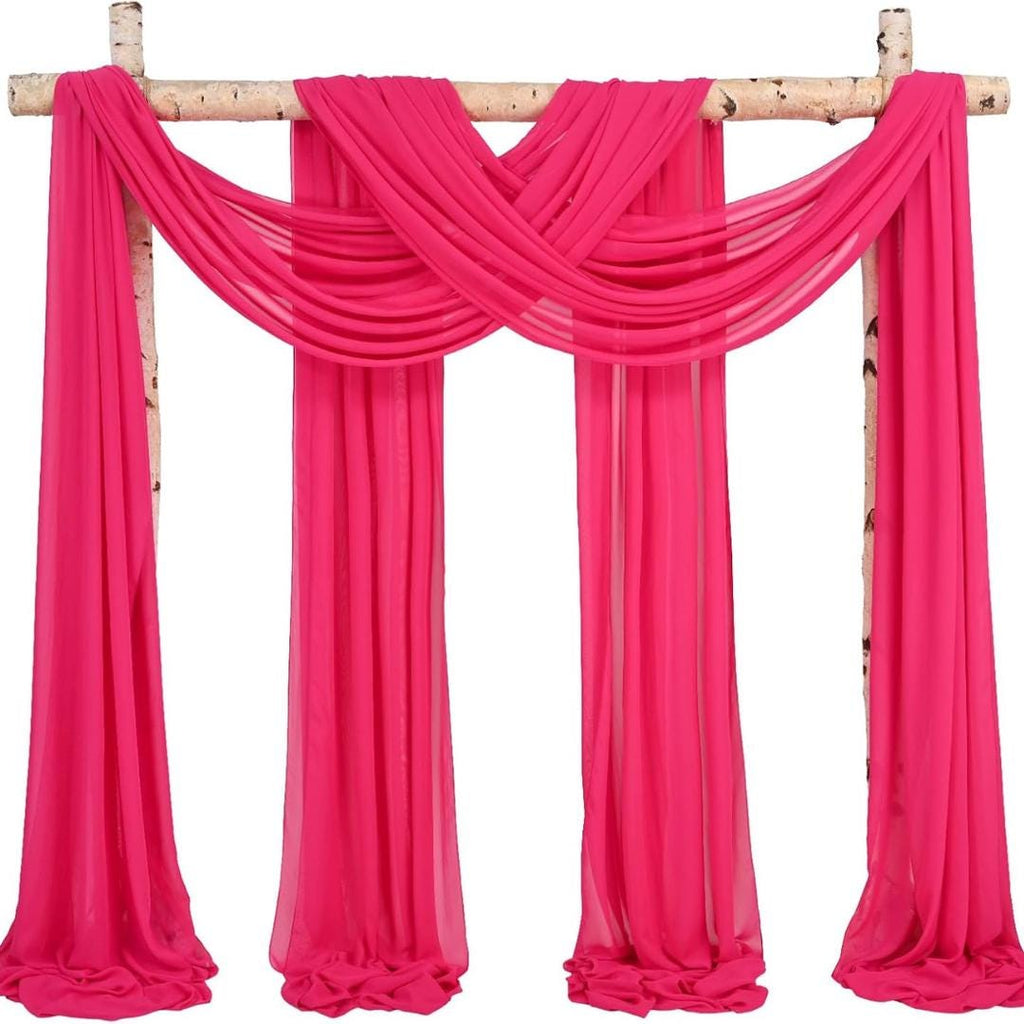 FUCHSIA - Wedding Arch Draping Fabric 4 Panels 28" x 21 Ft Wedding Arch Drapes for Ceremony Chiffon Fabric Drapes Arbor Drapery Wedding