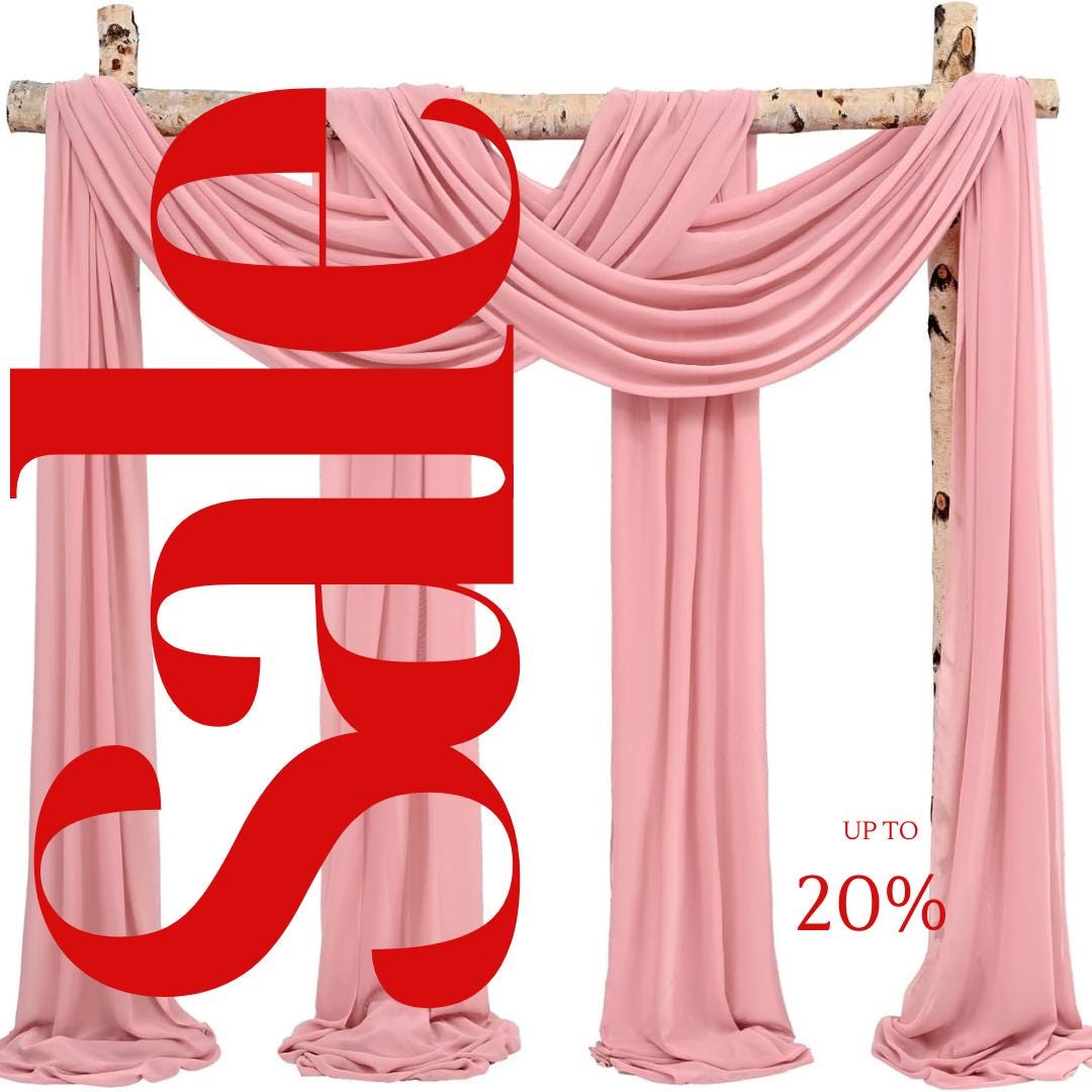 DUSTY ROSE - Wedding Arch Draping Fabric 4 Panels 28" x 21 Ft Wedding Arch Drapes for Ceremony Chiffon Fabric Drapes Arbor Drapery Wedding