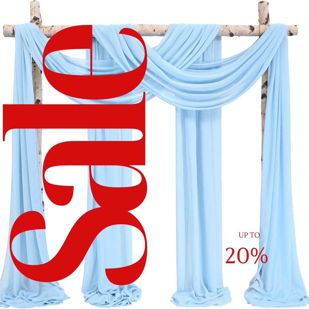 LT BLUE - Wedding Arch Draping Fabric 4 Panels 28" x 21 Ft Wedding Arch Drapes for Ceremony Chiffon Fabric Drapes Arbor Drapery Wedding