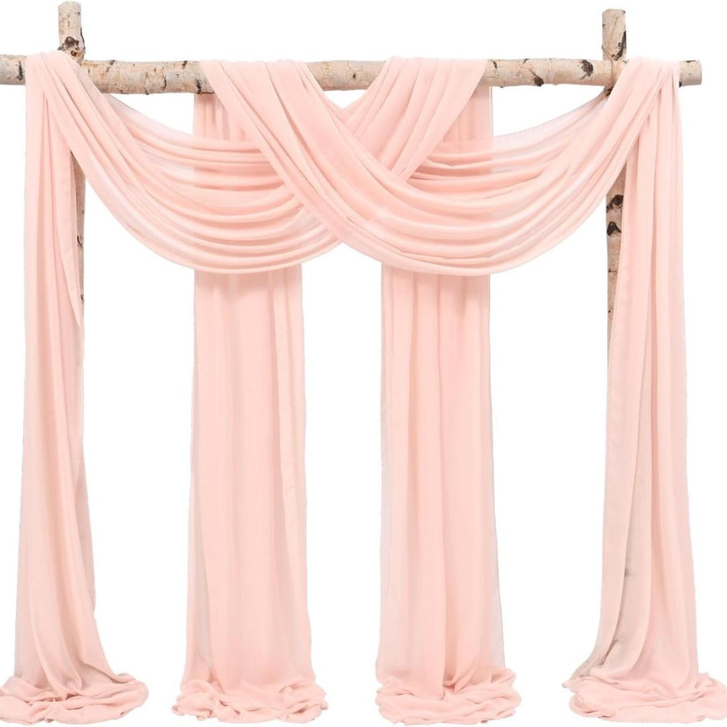 BLUSH - Wedding Arch Draping Fabric 4 Panels 28" x 21 Ft Wedding Arch Drapes for Ceremony Chiffon Fabric Drapes Arbor Drapery Wedding