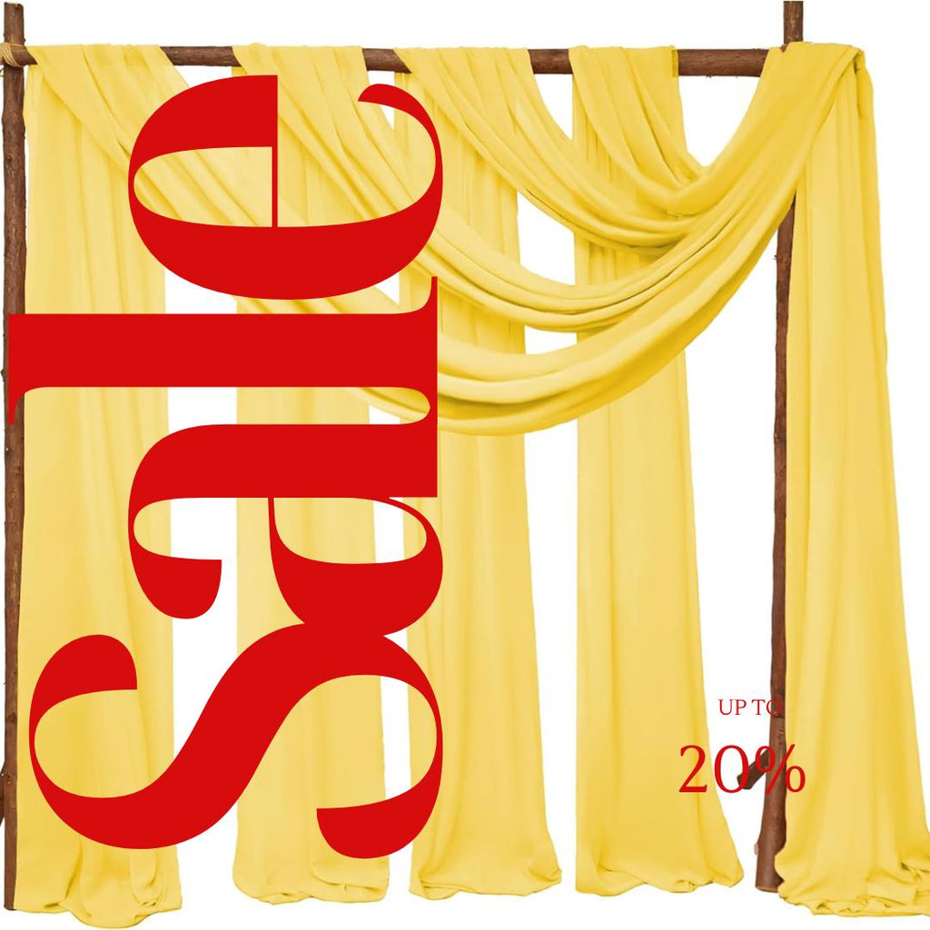 YELLOW - Wedding Arch Draping Fabric 4 Panels 28" x 21 Ft Wedding Arch Drapes for Ceremony Chiffon Fabric Drapes Arbor Drapery Wedding