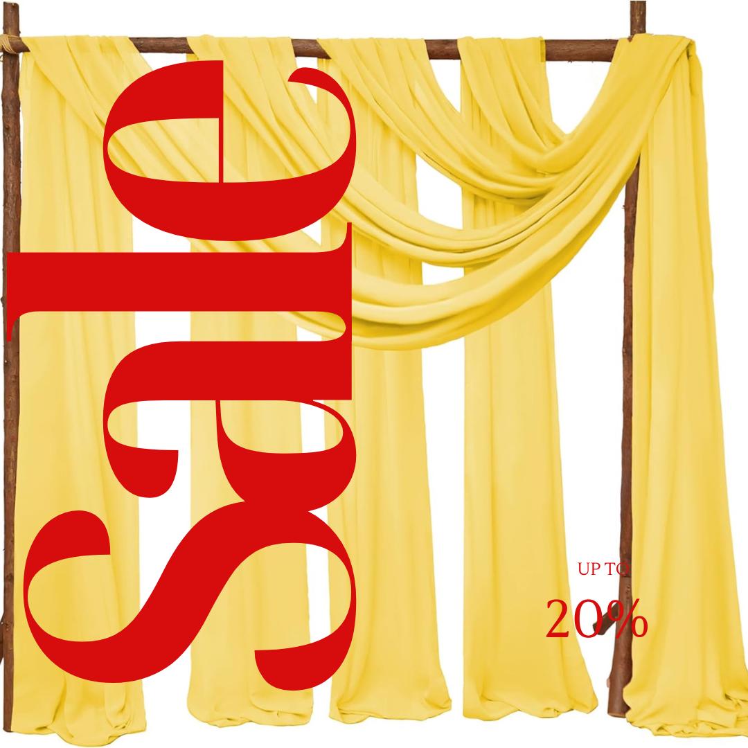 YELLOW - Wedding Arch Draping Fabric 4 Panels 28" x 21 Ft Wedding Arch Drapes for Ceremony Chiffon Fabric Drapes Arbor Drapery Wedding