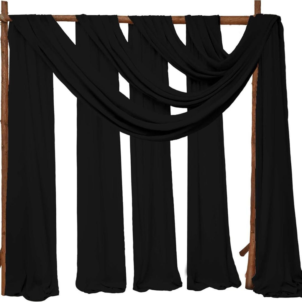 BLACK - Wedding Arch Draping Fabric 4 Panels 28" x 21 Ft Wedding Arch Drapes for Ceremony Chiffon Fabric Drapes Arbor Drapery Wedding