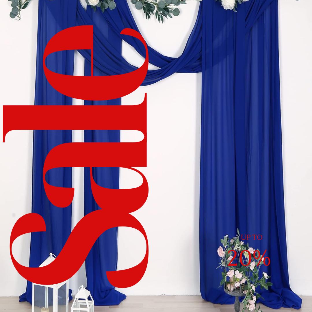 ROYAL BLUE - Wedding Arch Draping Fabric 4 Panels 28" x 21 Ft Wedding Arch Drapes for Ceremony Chiffon Fabric Drapes Arbor Drapery Wedding