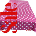 Polka Dot  - Print Poly Cotton Tablecloth Table Cover Fabric Table Cloth for Dinning, Kitchen, Party. White Dot on Fuchsia,