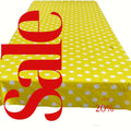 Polka Dot  - Print Poly Cotton Tablecloth Table Cover Fabric Table Cloth for Dinning, Kitchen, Party. White Dot on Yellow