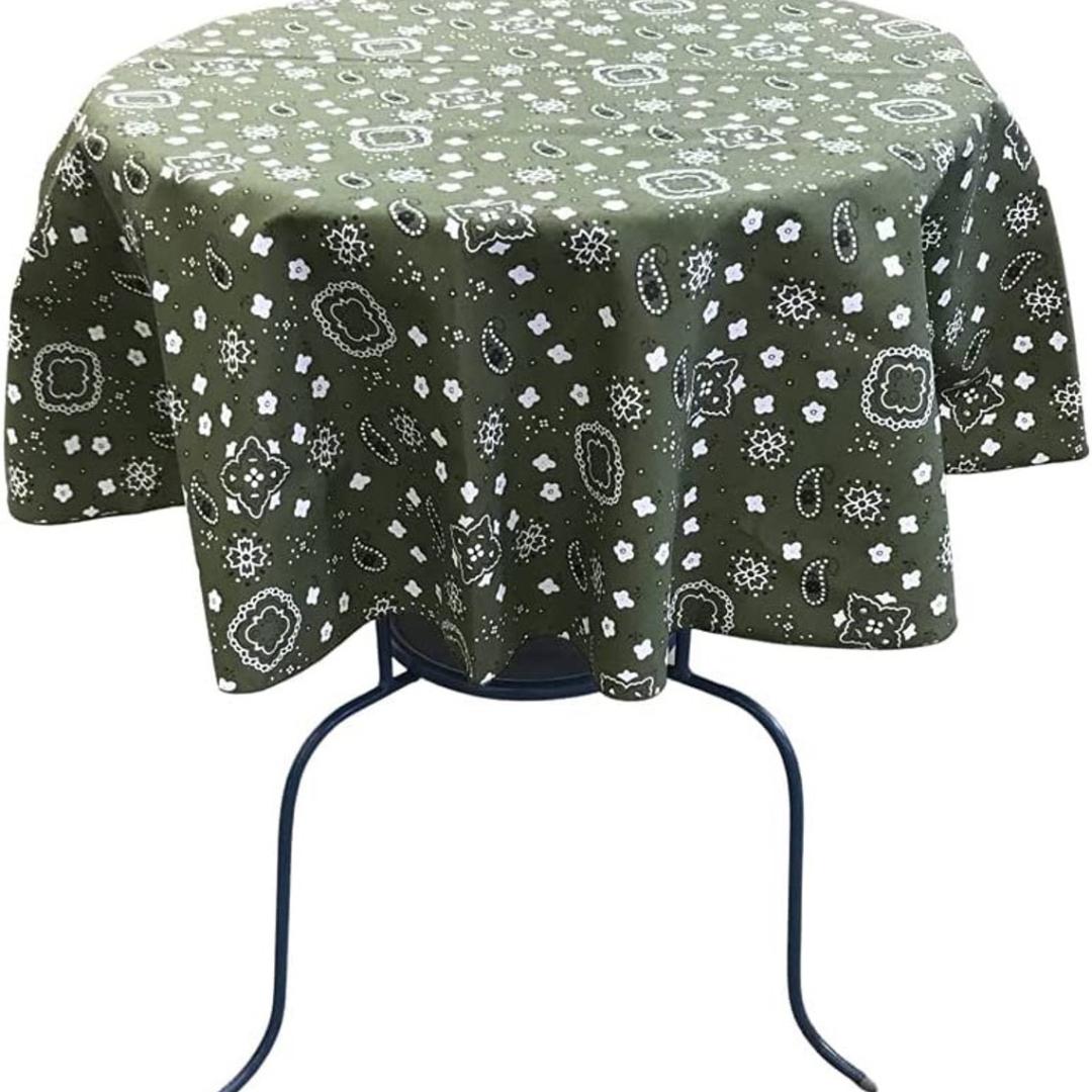 OLIVE - Bandanna - Round Print Poly Cotton Tablecloth, Table Cover Fabric Table Cloth for Dinning, Kitchen, Party, Holiday