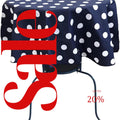 Navy/White  - Polka Dot - Round Print Poly Cotton Tablecloth, Table Cover Fabric Table Cloth for Dinning, Kitchen, Party, Holiday